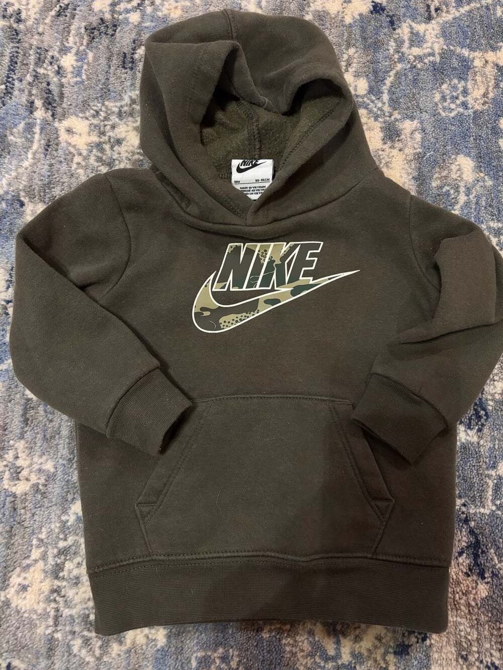 Nike Toddler Boys Camo Logo Pullover Hoodie Green 18M